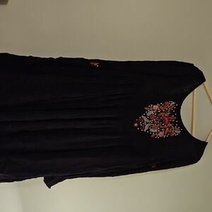 Embroidered Black Dress